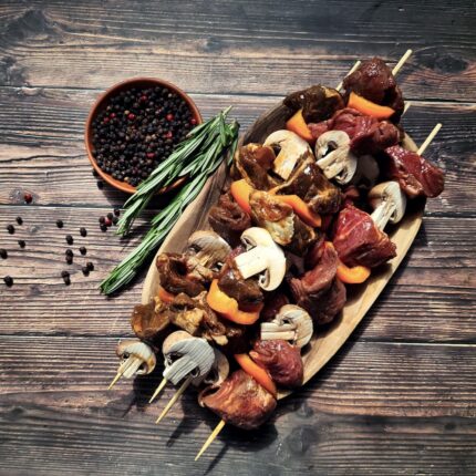 BBQ curried beef kebabs